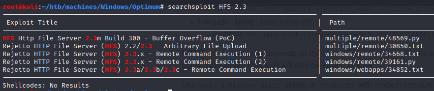 searchsploit HFS